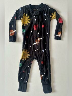 Monica & Andy - Space Print One-Piece Pajamas Sleeper - Size 12-18 months